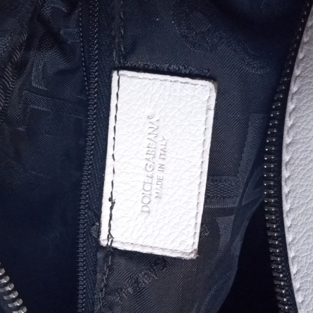 DOLCE & GABBANA Off White Pebbled Leather Satchel Bag Purse. Certified Authentic - Picture 13 of 14